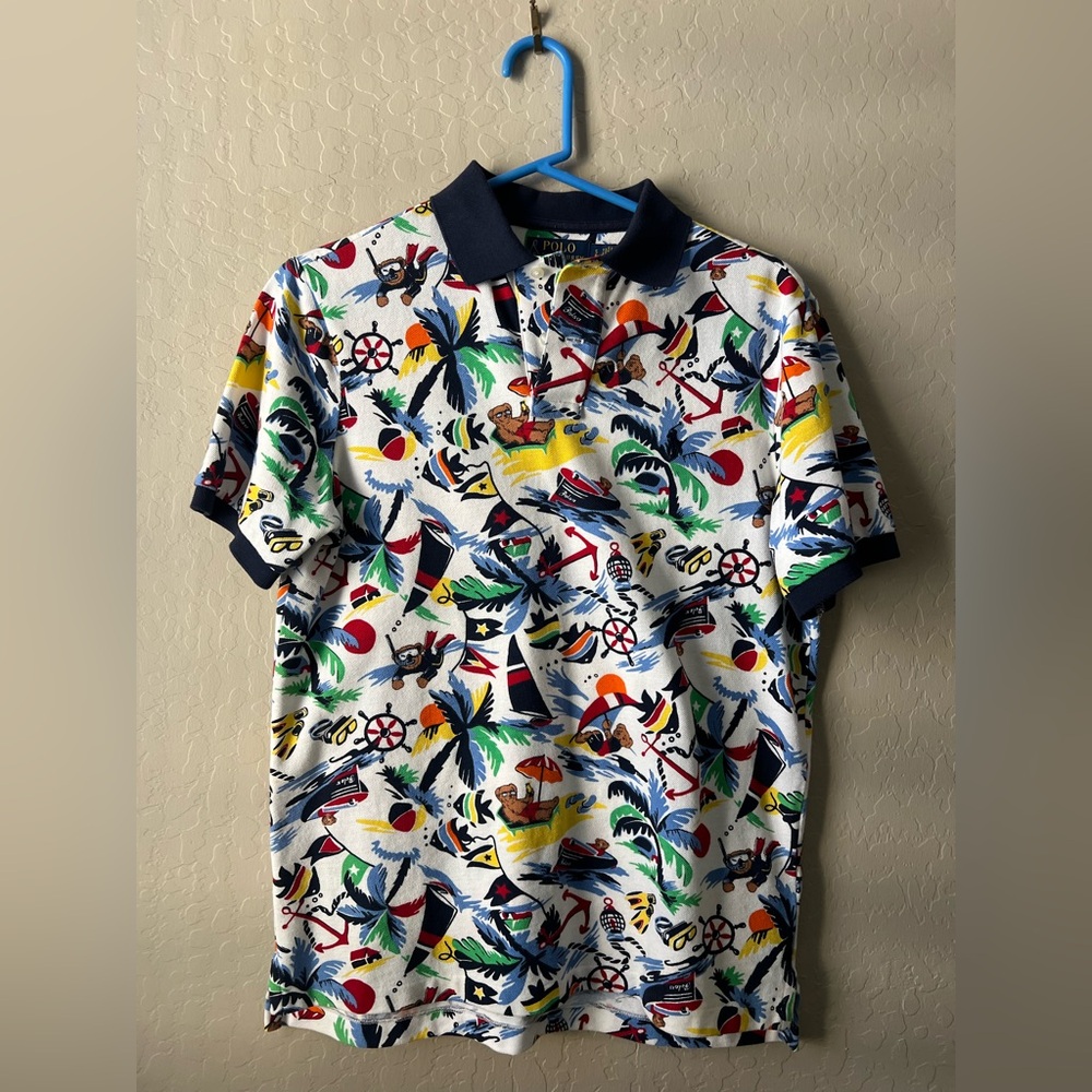 POLO Ralph Lauren Classic Fit Teddy Bear Beach  Polo Shirt, Size Small, Men’s